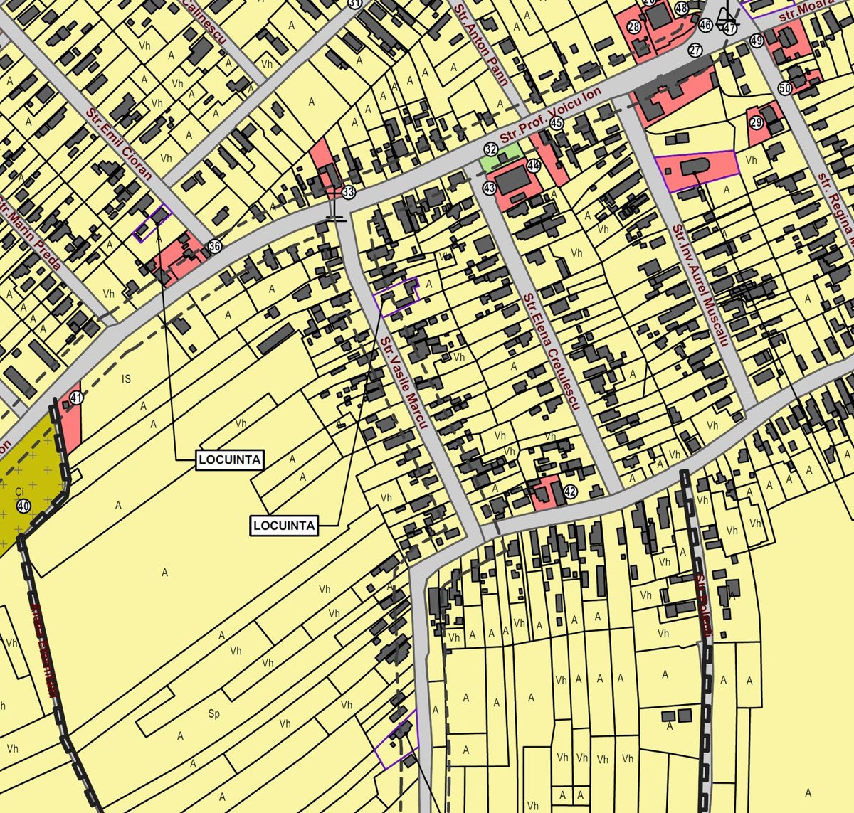 Plan cadastral GIS – parcele, construcții, categorii de folosință