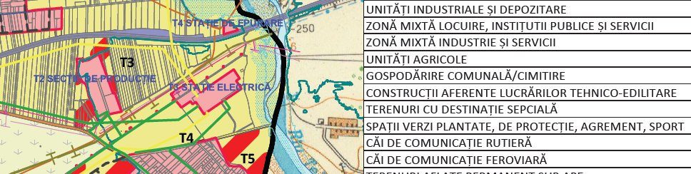 P.U.G. – zonificare funcțională pe planul topografic